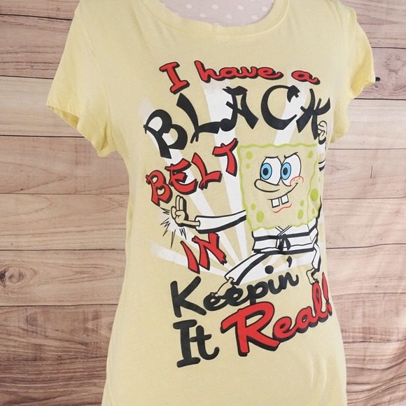 NICKELODEON SPONGEBOB SQUARE PANTS I HAVE A BLACK BELT T-SHIRT XL - Picture 2 of 6